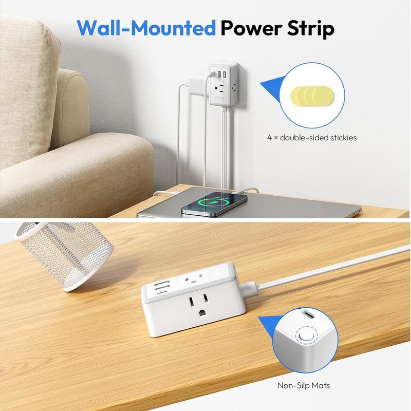 Twin Extension Cord Splitter 12 FT, with 6ft Dual Extension Cord on Each Side 3 Widely Outlets, Double Extension Cord for Home Office Dorm Room