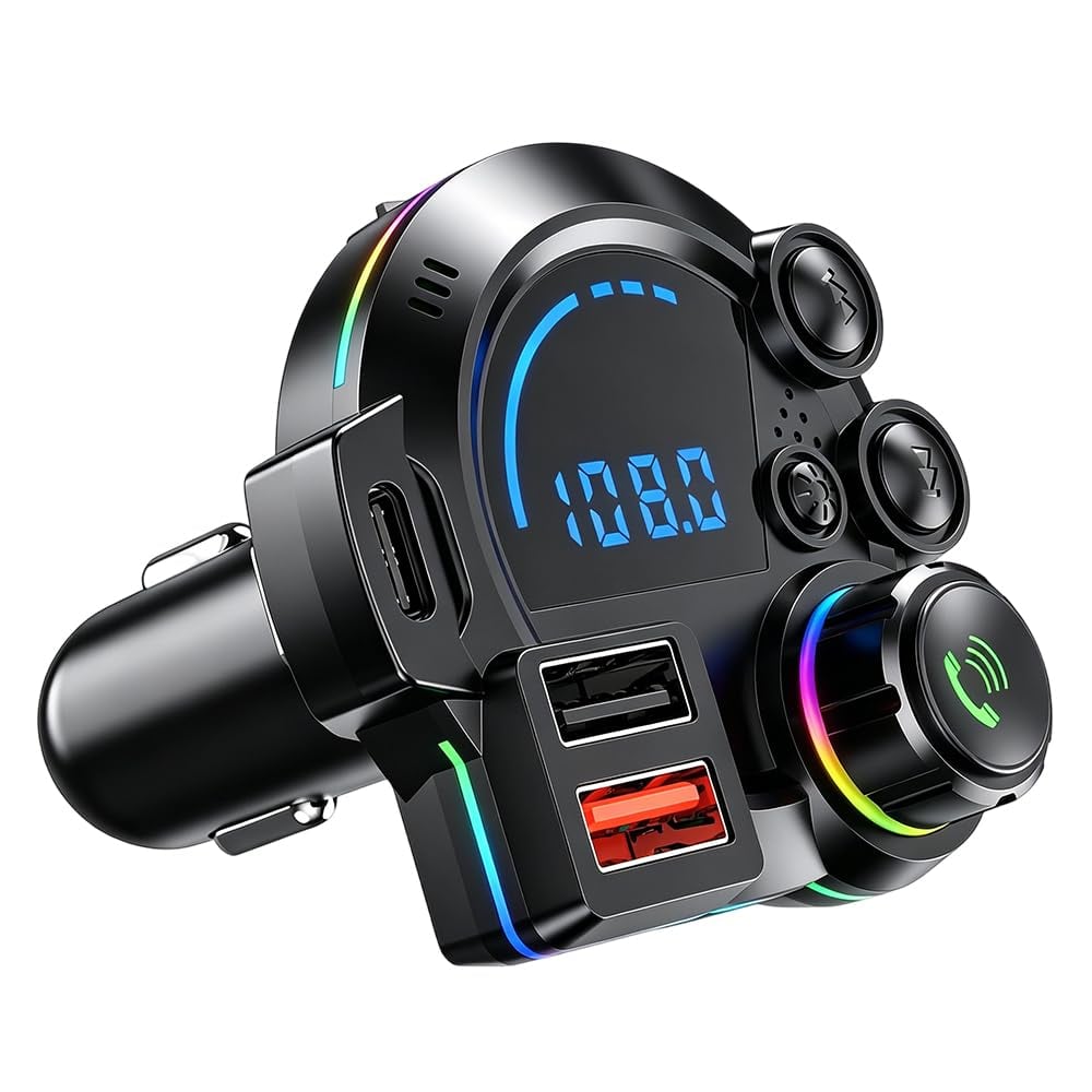 Bluetooth 5.3 Car FM Transmitter & Dual Port Fast Charger