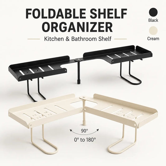 Foldable Steel Over-Sink Shelf Organizer, No-Drill Adjustable Storage Rack ✅