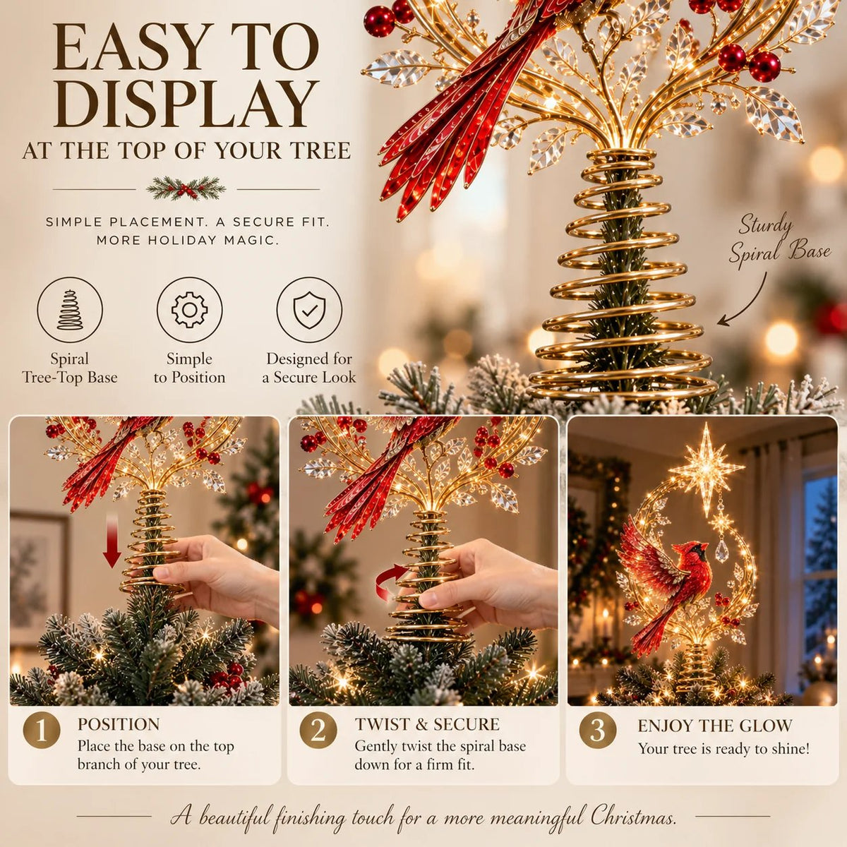 🐦Cardinal Heaven’s Light Tree Topper🌟 (18in x 12in)