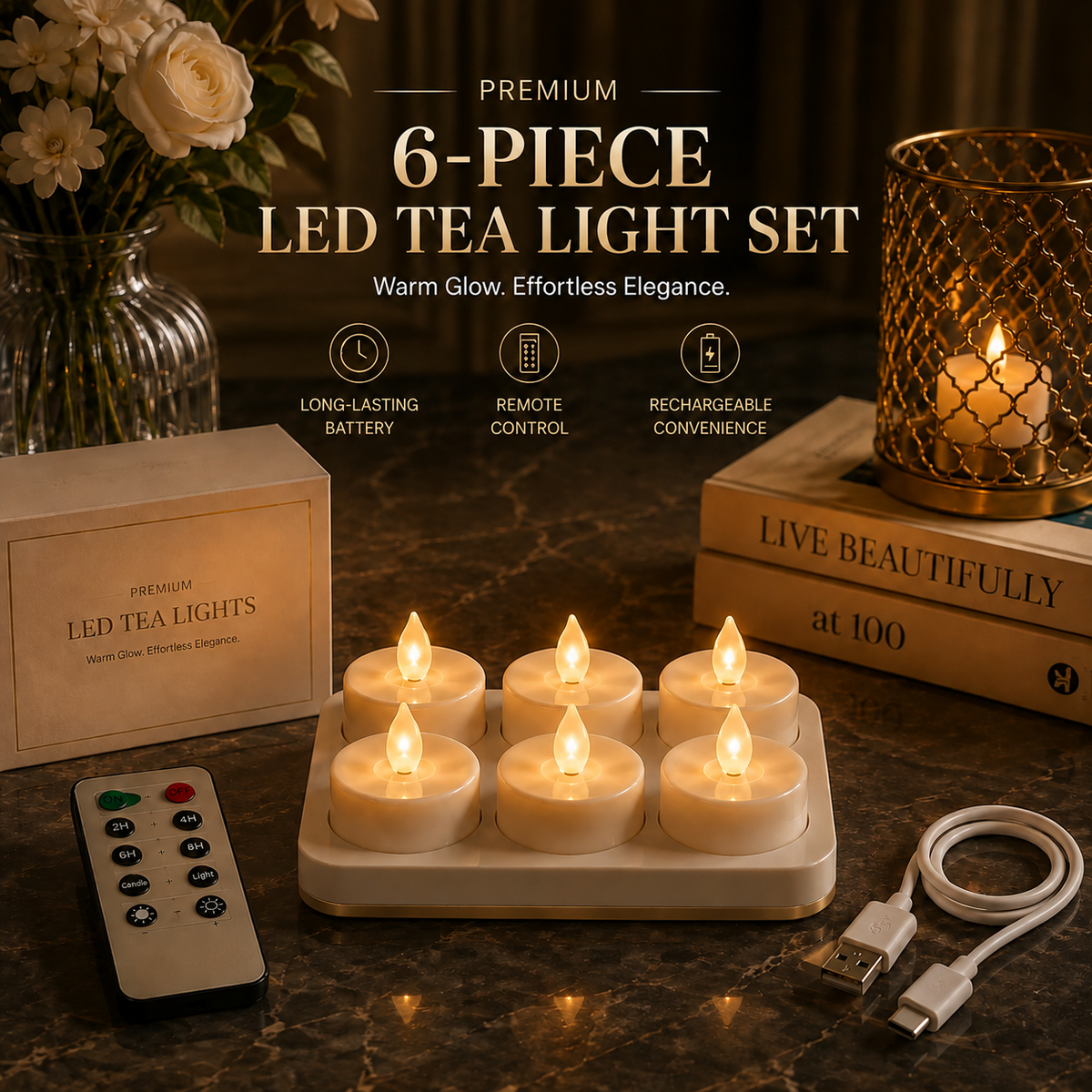 No‑Flame Rechargeable LED Candles, Warm Ambient Home Decoration