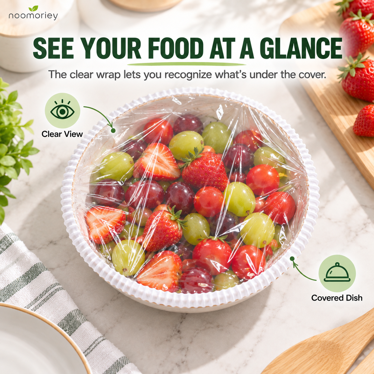 🍽️✨  Clear Food Wrap for Bowls & Plates