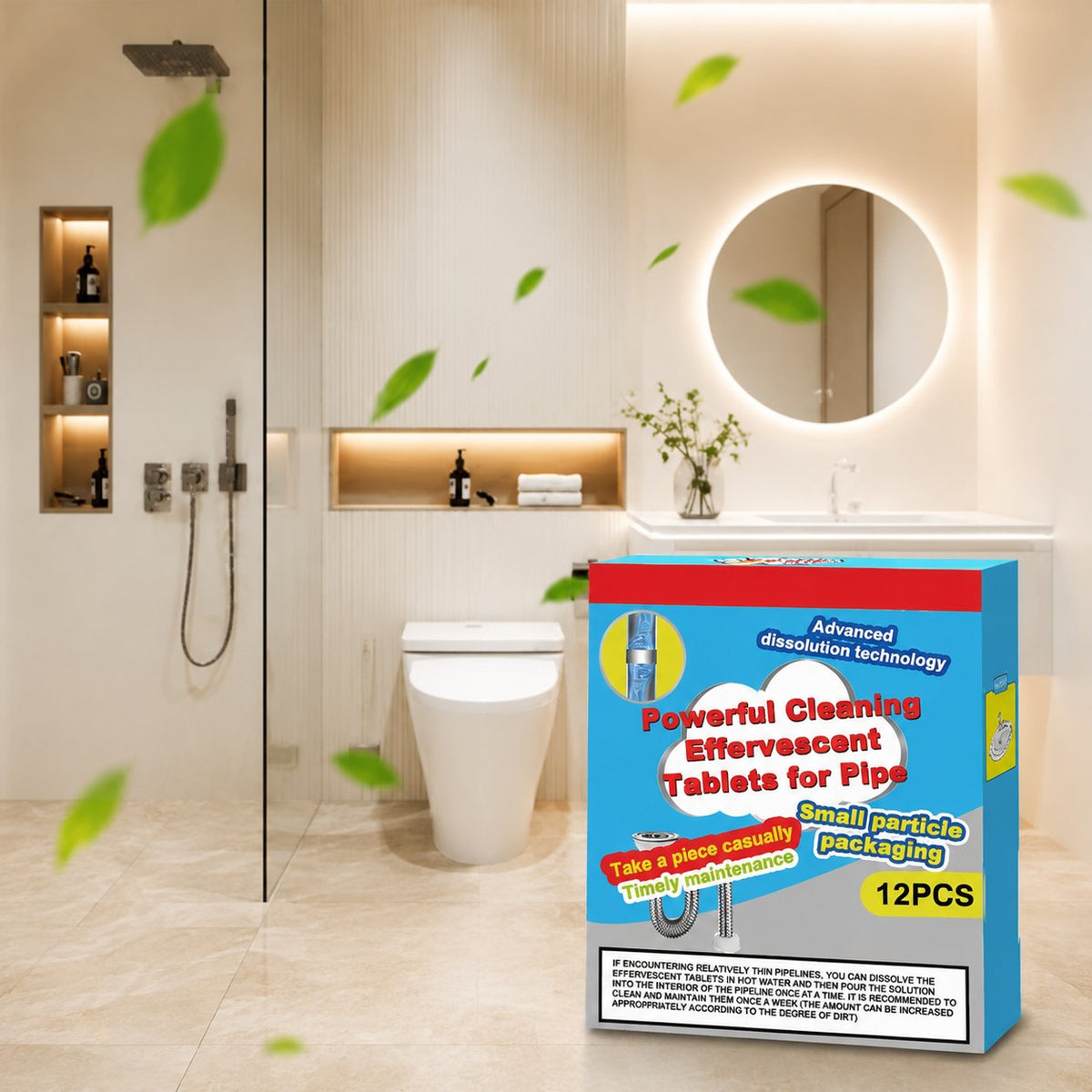 🎉🔥49% OFF ❤️Powerful Cleaning Effervescent Tablets for Pipe, Fast Dissolve Hair Grease Clogs, Deodorizing Antibacterial Pipe Cleaner for Sink Toilet Floor Drain