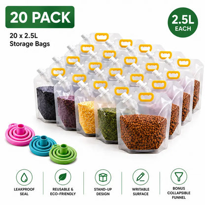 Reusable Food Storage Bags, Leakproof & Moisture-Resistant Pouches