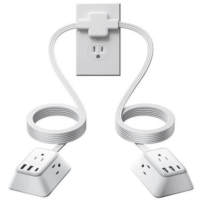 Twin Extension Cord Splitter 12 FT, with 6ft Dual Extension Cord on Each Side 3 Widely Outlets, Double Extension Cord for Home Office Dorm Room
