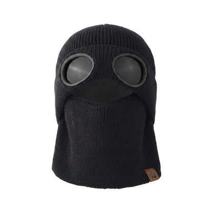 ❄️ Winter Ready · Ribbed Knit Balaclava Beanie with Goggle-Style Eye Panels 🥶