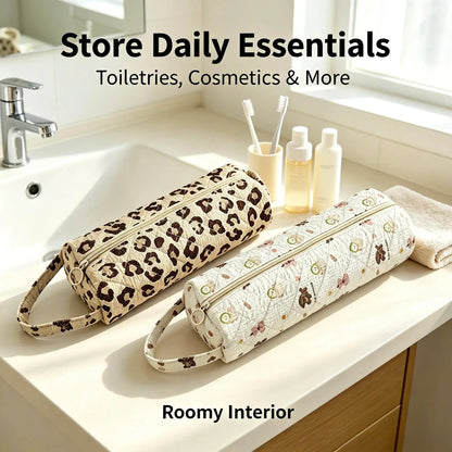 🎒Quilted Multi‑Purpose Storage Bag, Portable Zipper Cosmetic Makeup Pouch with Handle