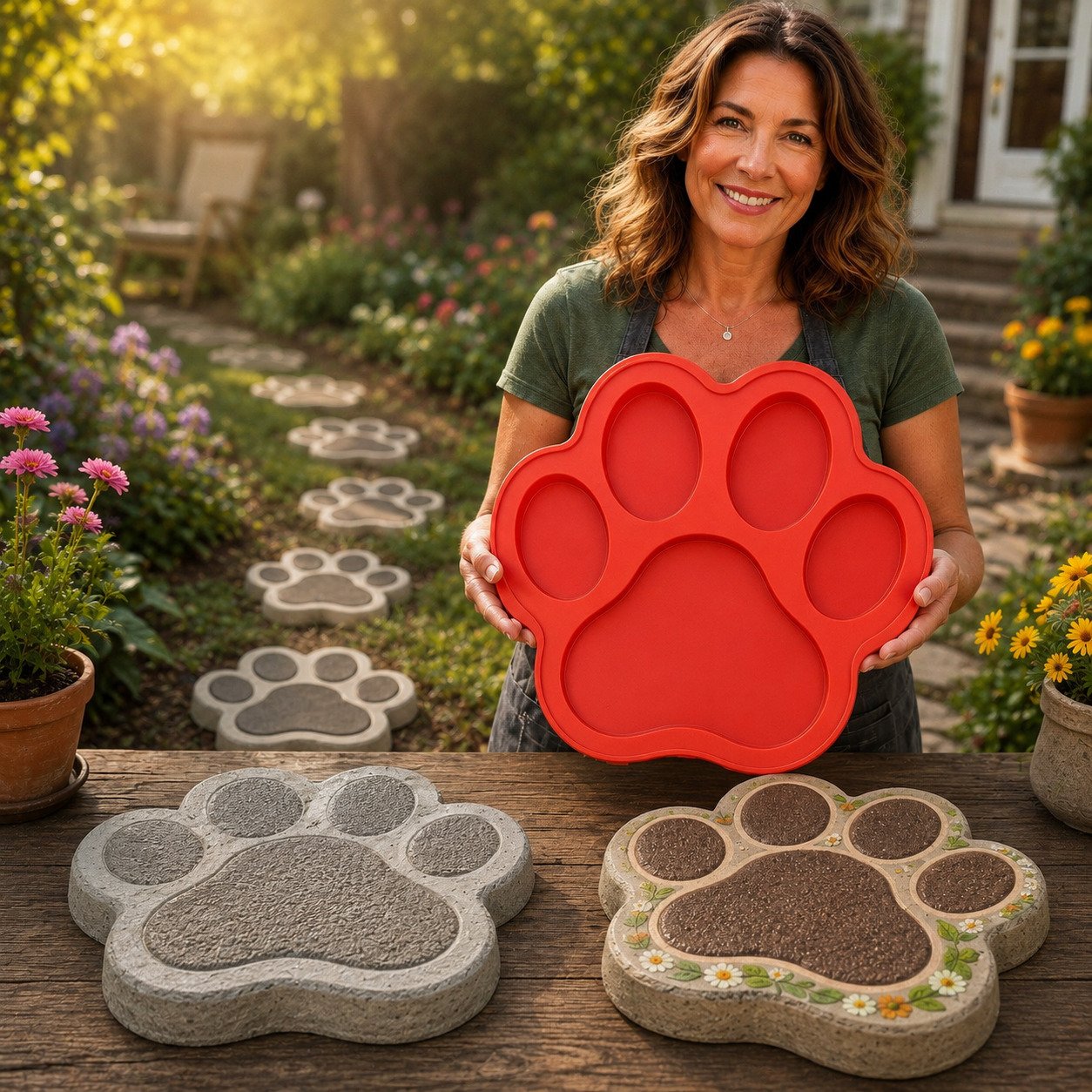 💥 LAST DAY 49% OFF – 🌿 Reusable Decorative Garden Stepping Stone Mold – Make Your Garden Truly One of a Kind