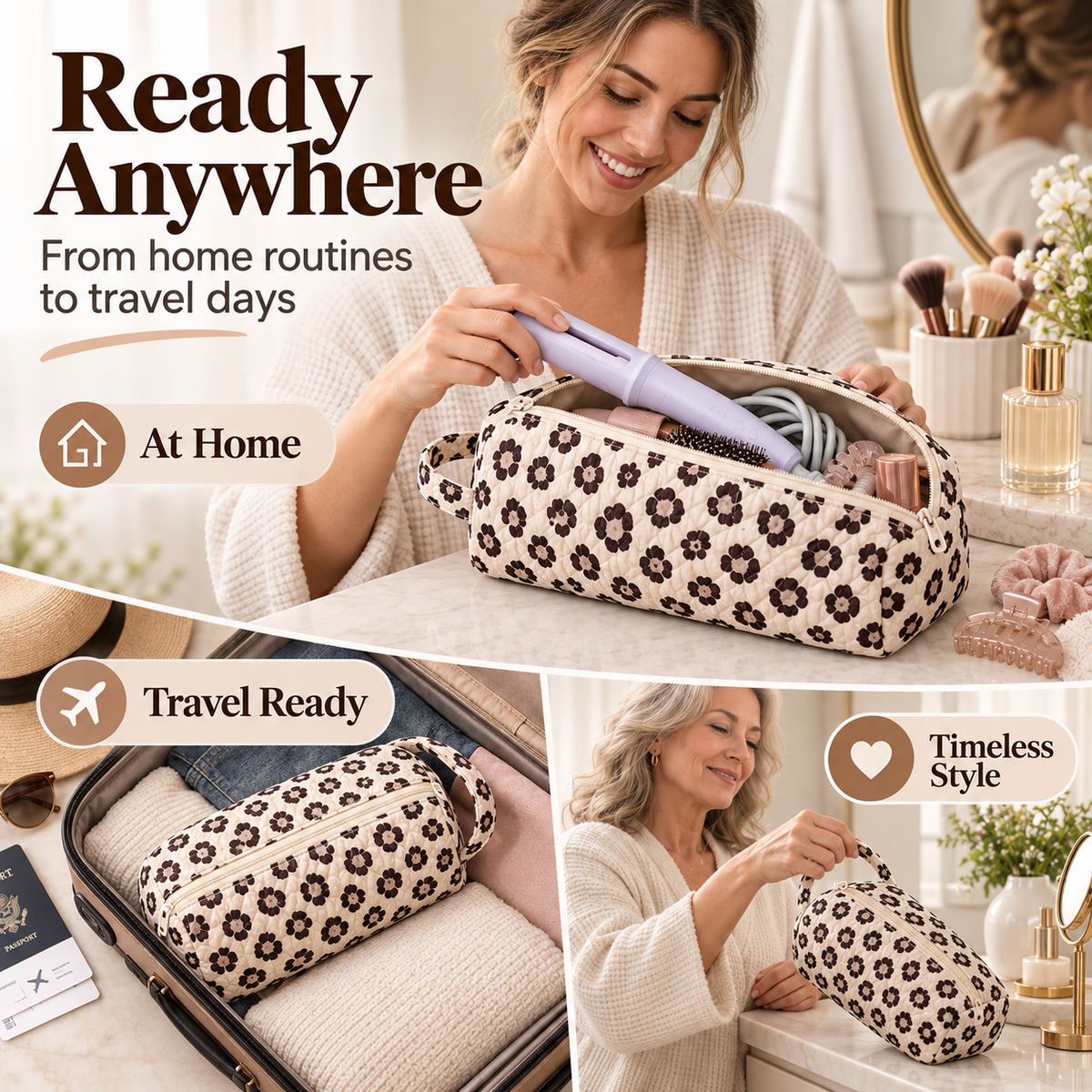 Quilted Travel Hair Tool & Blow Dryer Organizer Bag 👜🔥