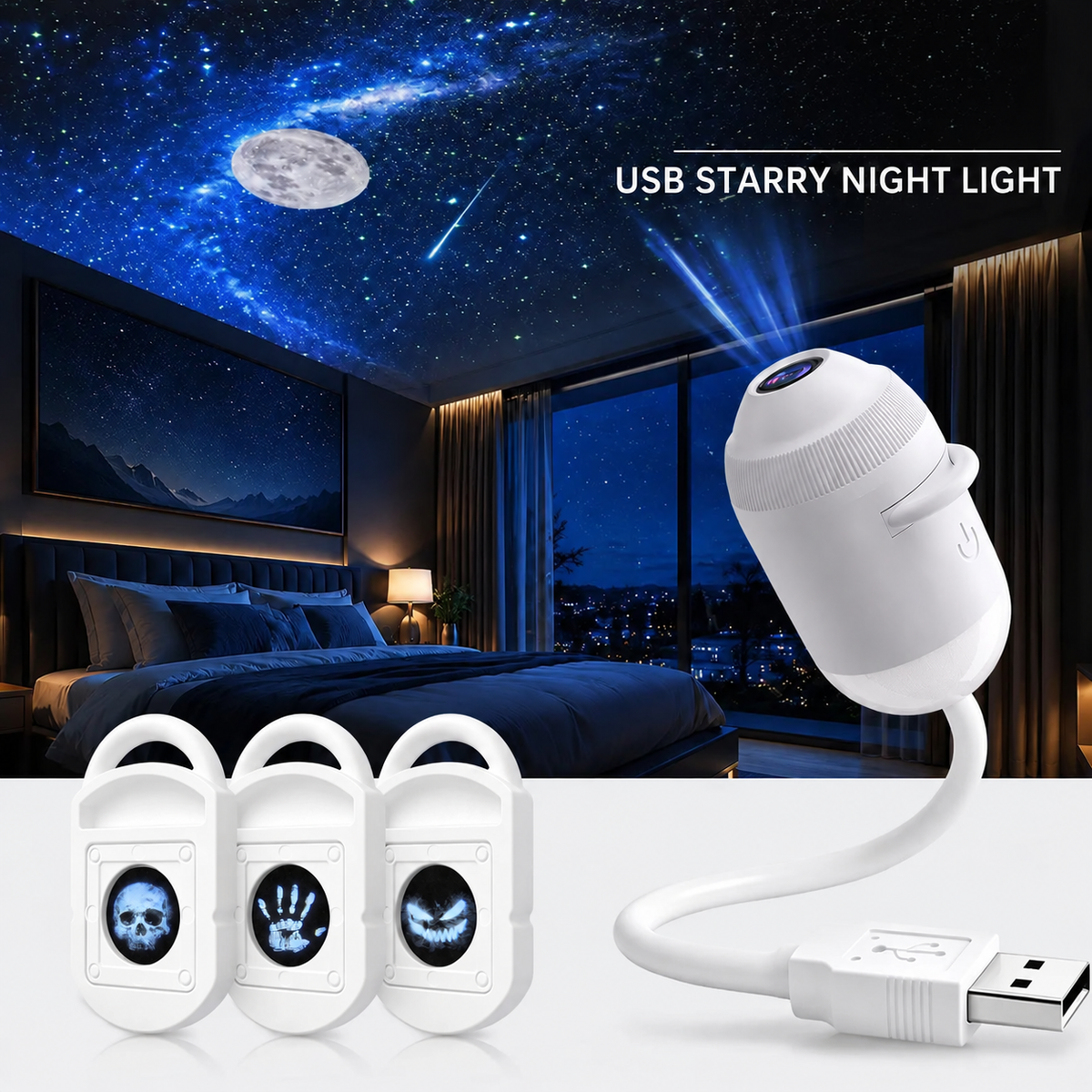 USB Star Sky Projector Lamp, Mini Galaxy Bedroom Night Light ✨