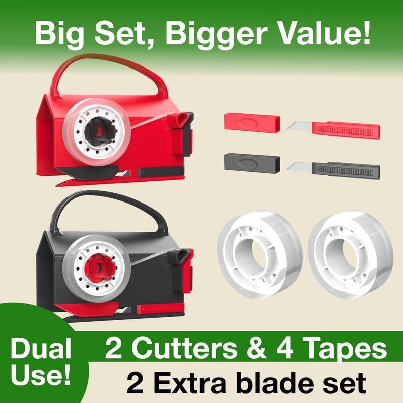 🎄Wrapping Paper Cutter & Tape Dispenser Dual Use with Tapes，Replace Blades Kit