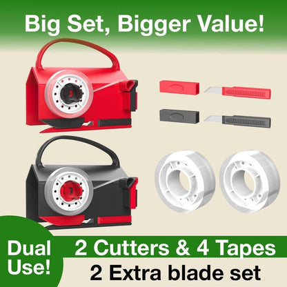 🎄Wrapping Paper Cutter & Tape Dispenser Dual Use with Tapes，Replace Blades Kit