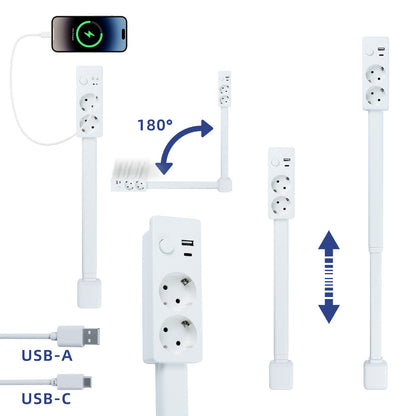 🔌 Extendable Outlet Extender with Rotating Base & USB-A/USB-C Charging