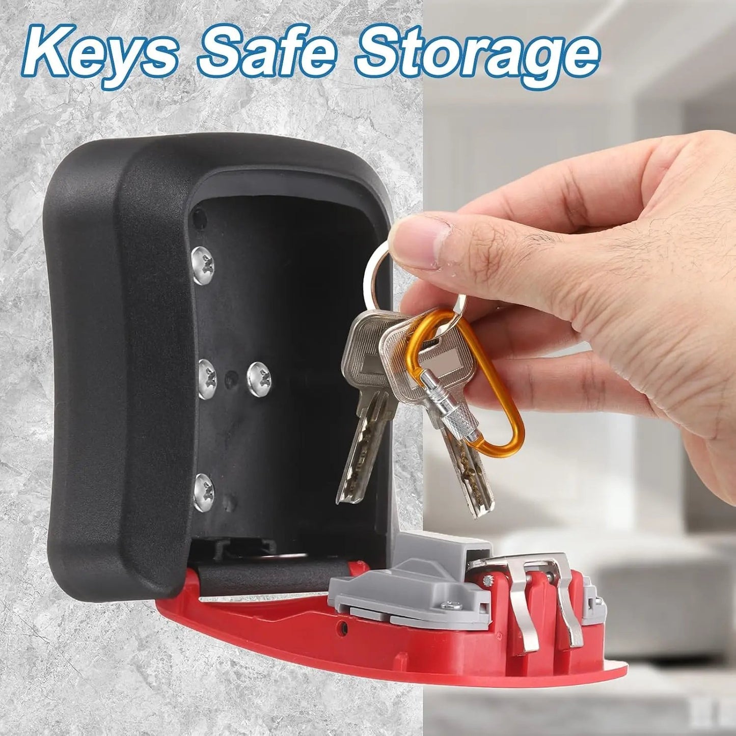 Wall Mount Key Lock Box - 4 Digit Combination Lockbox for Keys Safe Security Storage Resettable Code Lockbox for Outdoor Home Office Garage