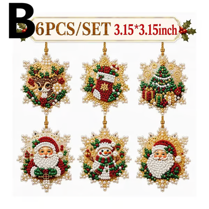 ⏳ Last Day 49% OFF – 🎄Beginner-Friendly Christmas Pearl & Gem Diamond Painting DIY Kit | 6 Festive Ornament Designs with Sparkling Pearls, Faceted Gems & 3D Layered Detail 💕