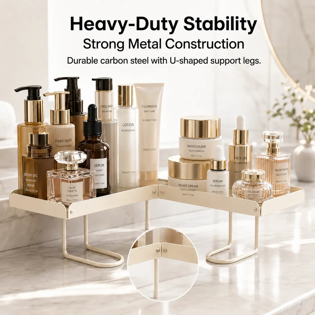 Foldable Steel Over-Sink Shelf Organizer, No-Drill Adjustable Storage Rack ✅