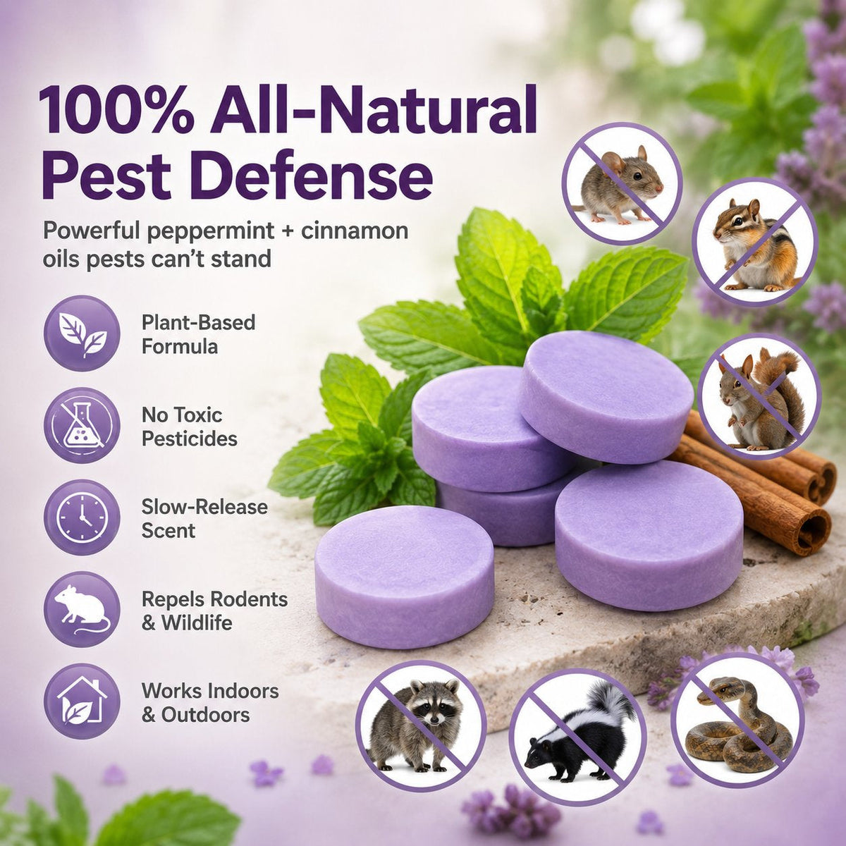 All-Natural Peppermint & Cinnamon Pest & Rodent Repellent Pucks
