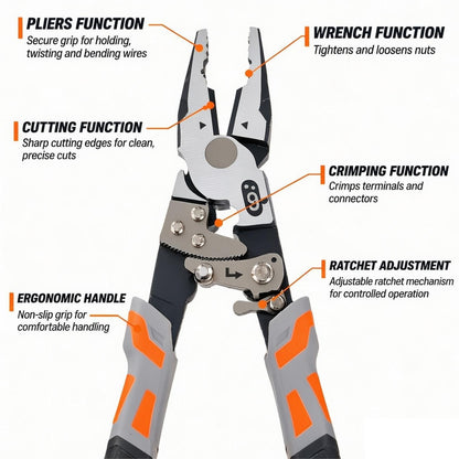 55-Steel Self-Locking Anti-Skid Ratchet Pliers | Heavy-Duty Wire Cutters & Holding Tool🔧⚙️