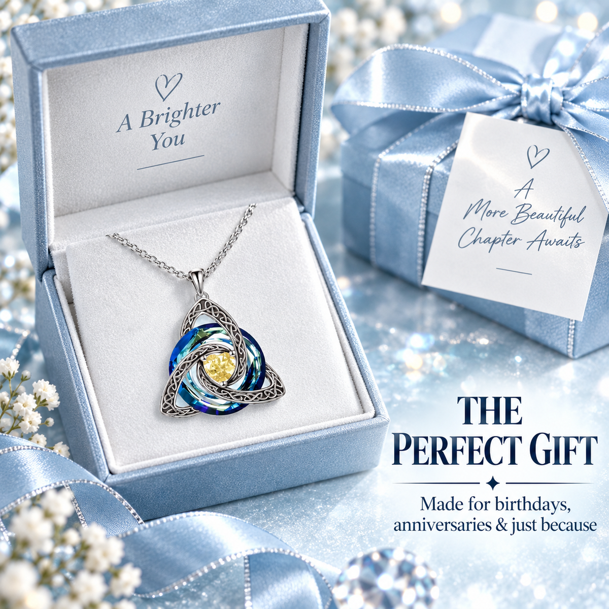 12-Month Birthstone Celtic Knot Necklace 💖