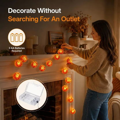 🎁Marigold LED Memorial String Lights – 20 Glowing Flowers for Ofrendas & Remembrance