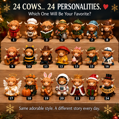 ⏳ Last Day 49% OFF –🐮24-Day Highland Cow Advent Calendar