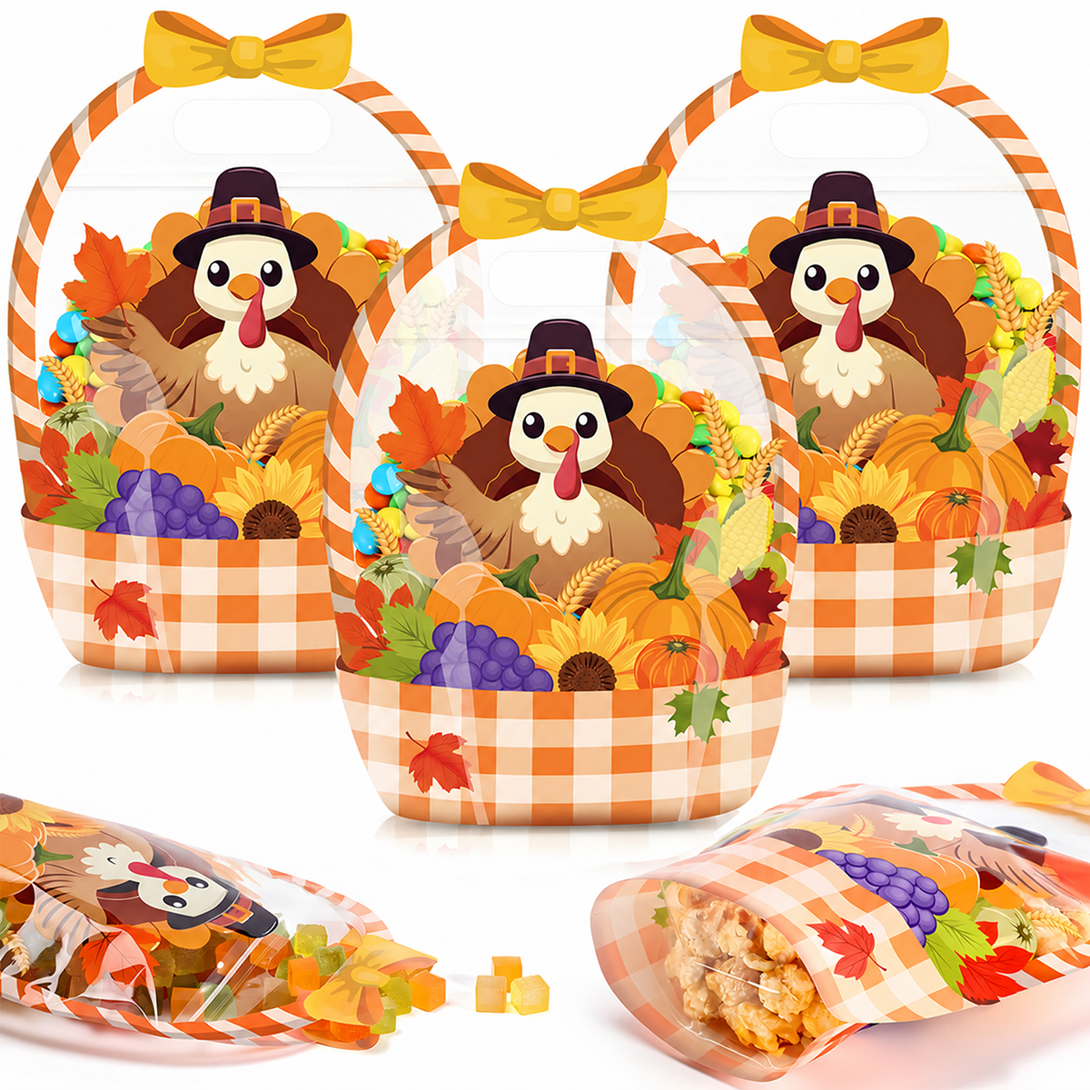 🎃 Halloween Party Favor Bags – Transparent Treat Bags in Fun Halloween Designs
