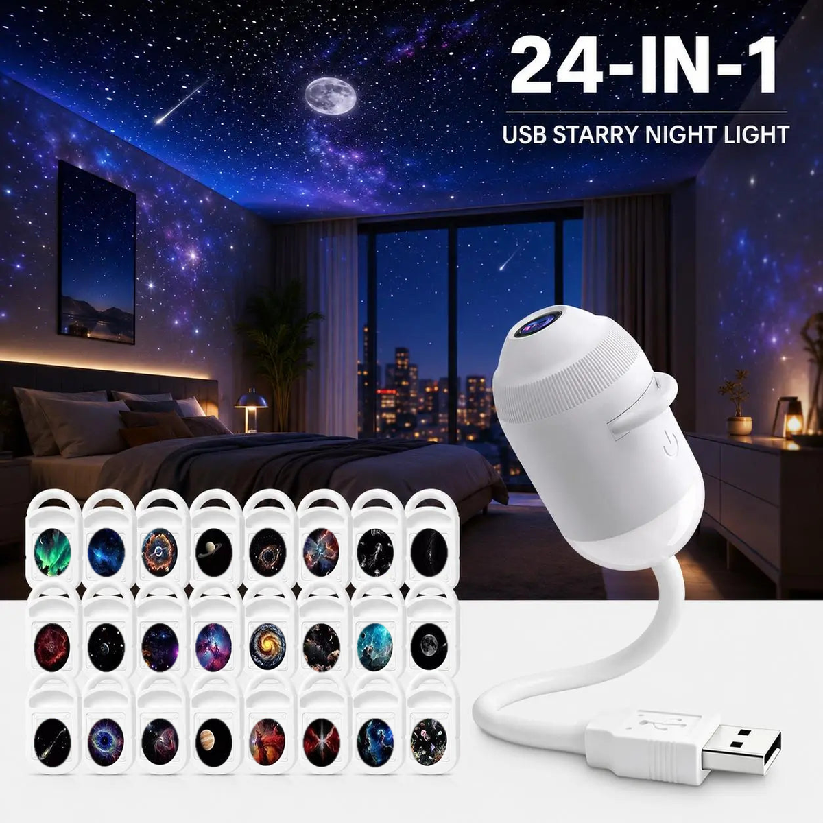 USB Star Sky Projector Lamp, Mini Galaxy Bedroom Night Light ✨