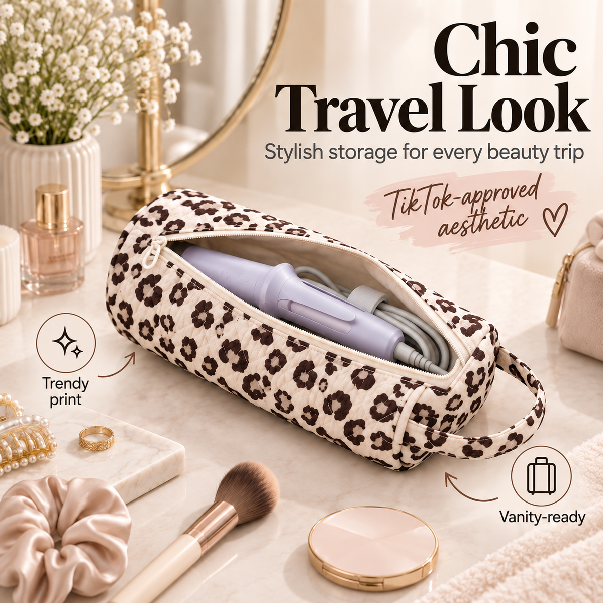 Quilted Travel Hair Tool & Blow Dryer Organizer Bag 👜🔥