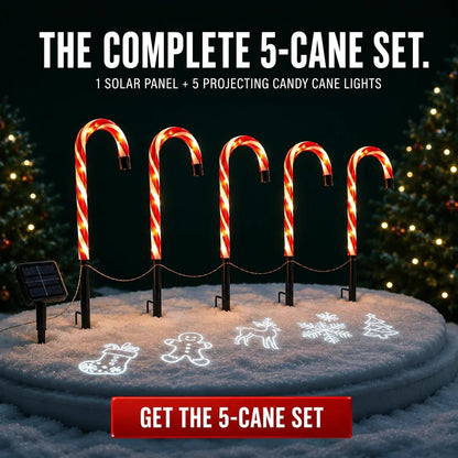🎄Solar Candy Cane Projector Pathway Lights – Light the Way to Christmas