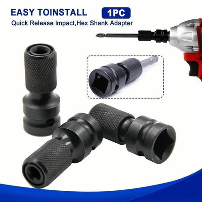 2 PCS 1/2 inch Square Drive to 1/4 inch Hex Female Socket Adapter Converter Chuck Adapter