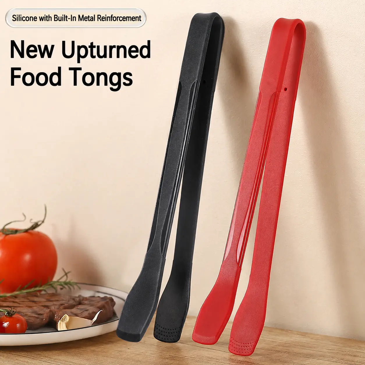 Silicone Cooking Tongs, Stainless Steel Kitchen Tongs with Non-Scratch Silicone Tips, Heat Resistant, Dishwasher Safe