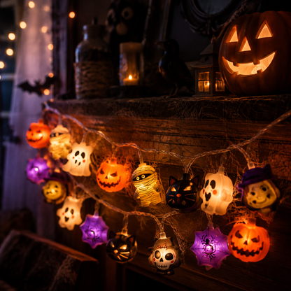 🎃 Halloween LED Pumpkin String Lights – Create A Spooky Glow For Your Home