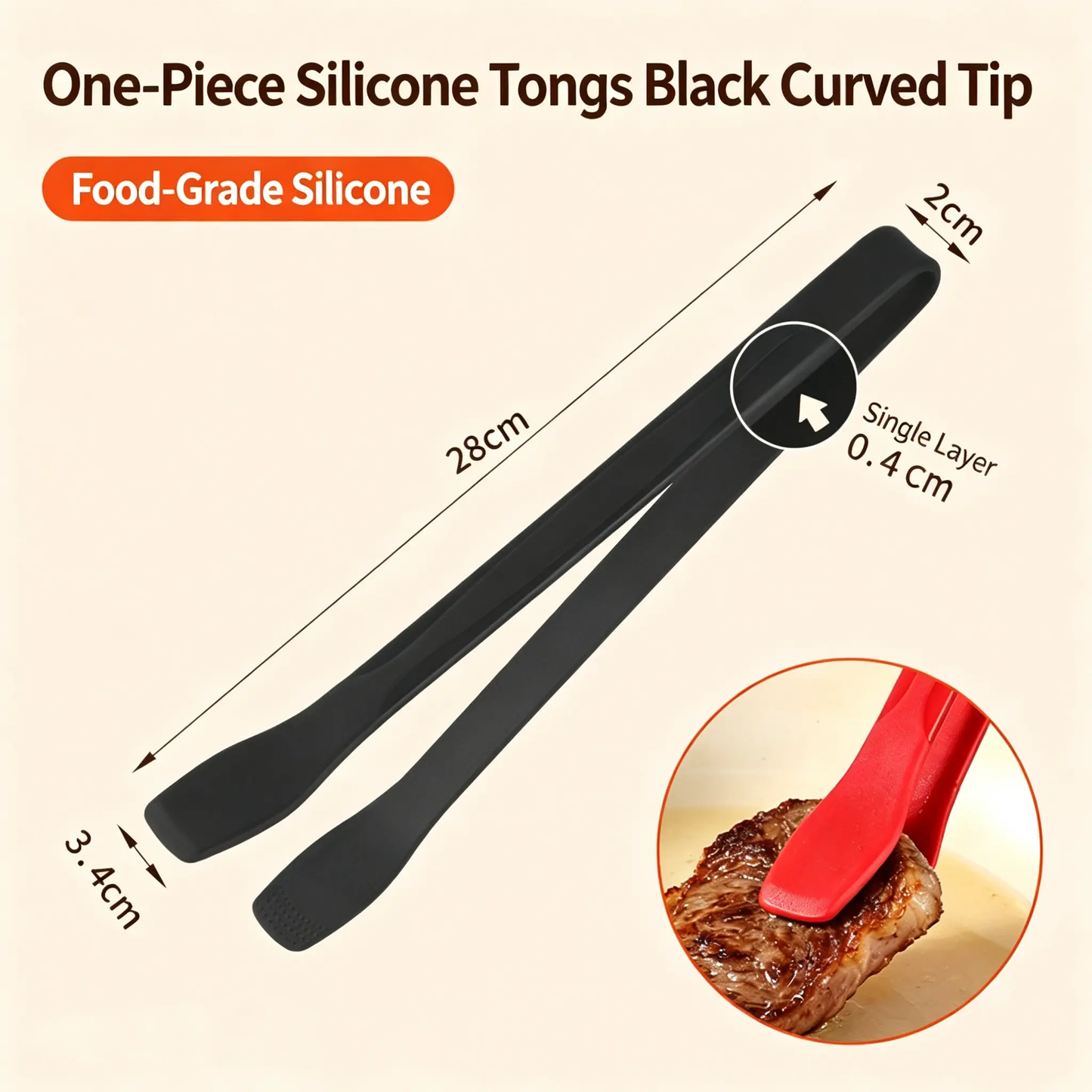 Silicone Cooking Tongs, Stainless Steel Kitchen Tongs with Non-Scratch Silicone Tips, Heat Resistant, Dishwasher Safe