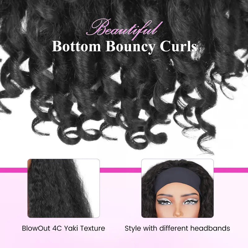 New Afro Headband with Curly in the End Wig Synthetic Hair Texture
