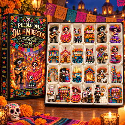 🏵Pueblo del Día de Muertos 2026 – 24-Day Day of the Dead Collectible Countdown Calendar with 24 Unique Miniatures