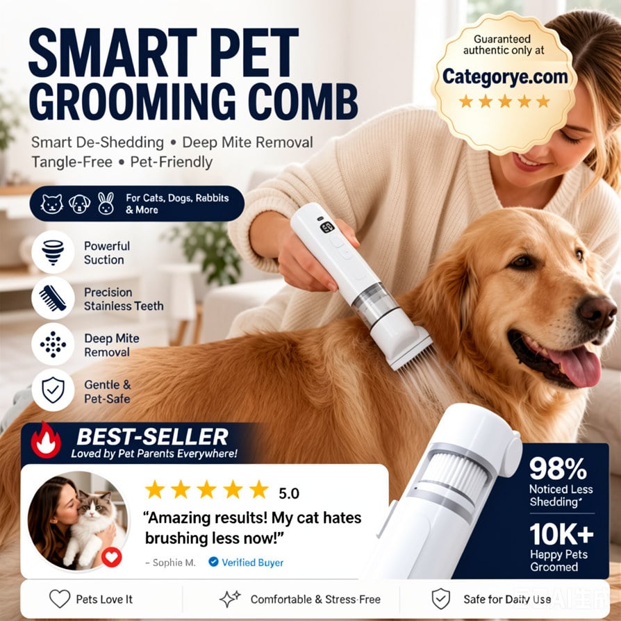 ⏰LIMITED TIME PRICE🔥Electric Pet Grooming Comb🐕Keep your furry friends away from mites, fleas and tangled fur！