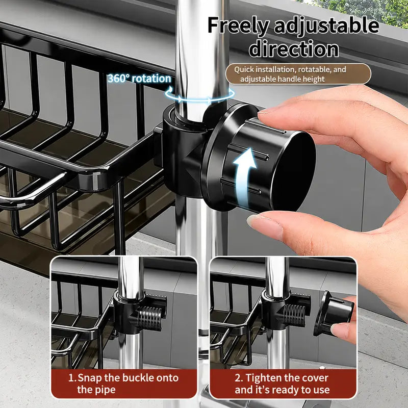 💦 Hanging Faucet Drain Rack with Drip Tray Stainless Steel Detachable