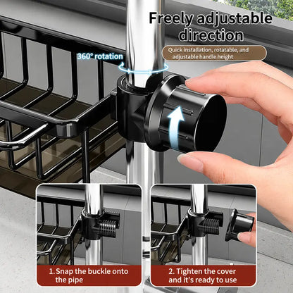 💦 Hanging Faucet Drain Rack with Drip Tray Stainless Steel Detachable
