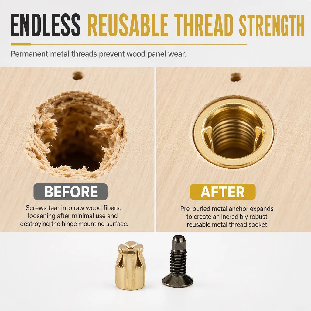 🔩 Heavy-Duty Cabinet Hinge Expansion Repair Kit | Fix Stripped & Loose Doors