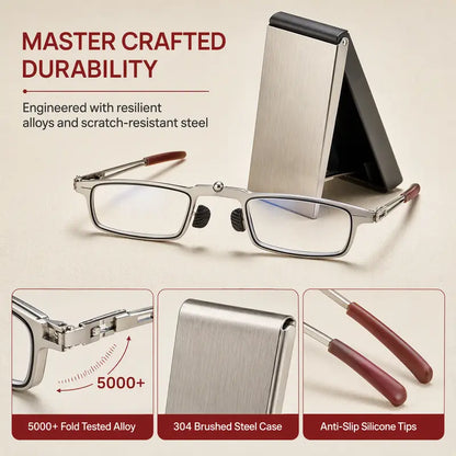 🕶️ 2‑in‑1 Folding Reading Glasses | Case Attaches to Phone as Stand, Easy‑Carry Anti‑Loss Presbyopia Eyeglasses ✨