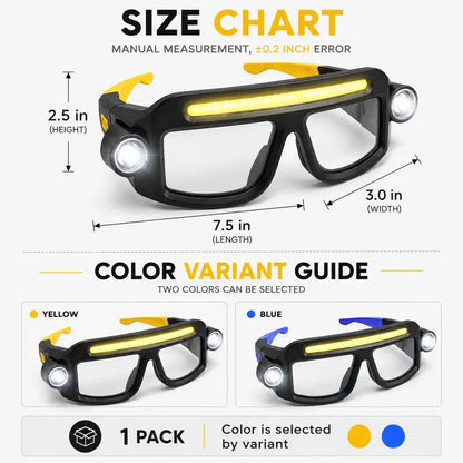 Rechargeable LED Headlamp Glasses - Hand-Wave Sense, Type-C USB Charging