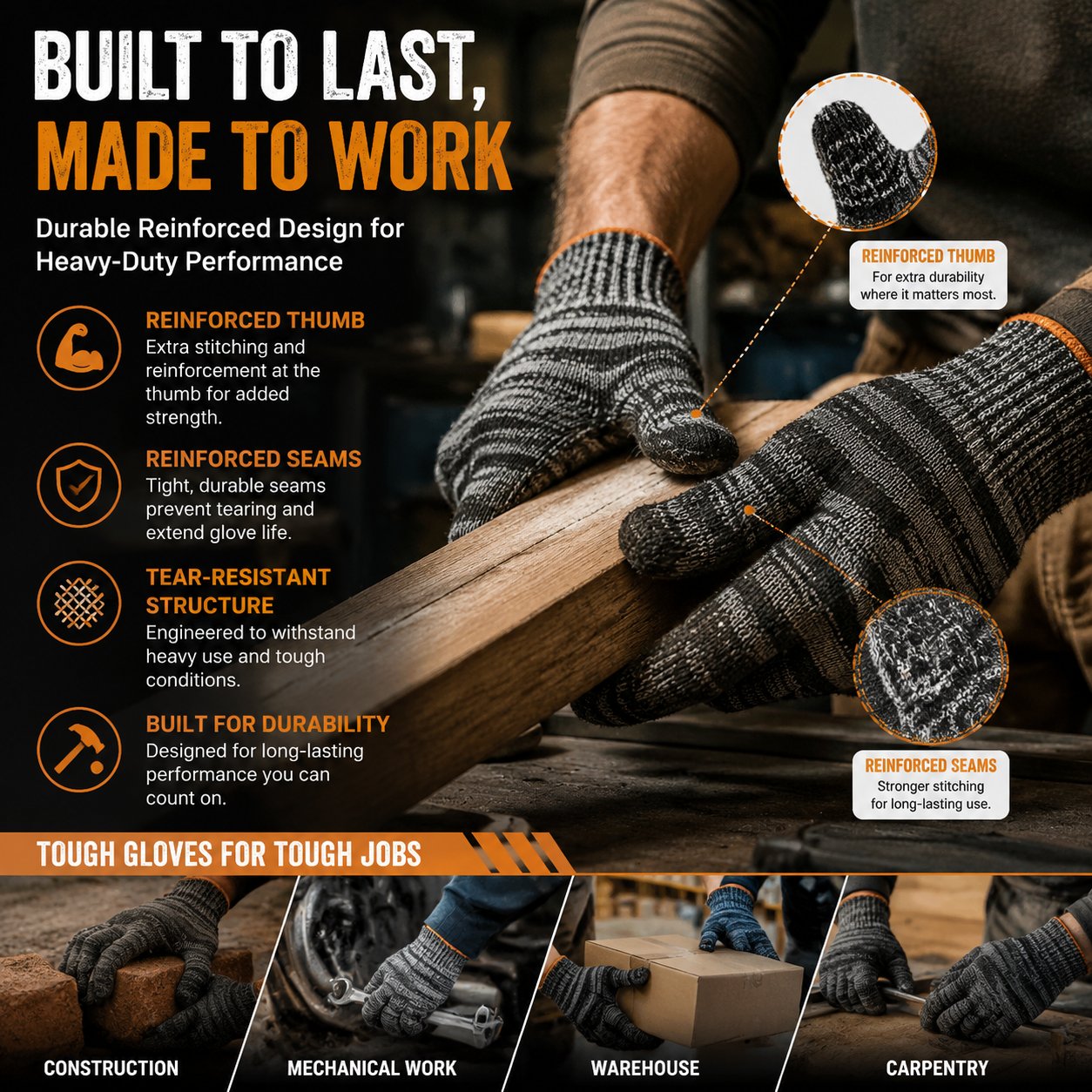 🧤Gardening Gloves for Men & Women– Breathable Stretch Work Gloves with Reinforced Grip | Multi-Purpose Yard, Workshop Protection Gloves