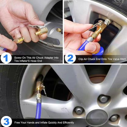 🛠️8mm Tire Air Chuck with Clip Adapter, No Leakage Tire Chucks for Vehicle Inflator Compressor Pump Connect Accessories Tool
