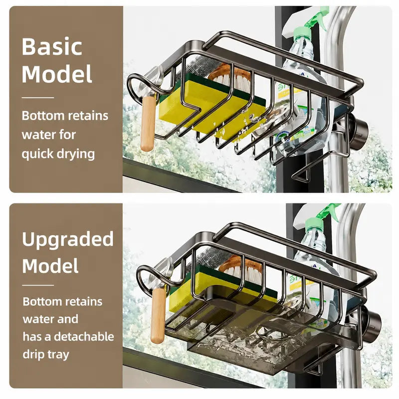 💦 Hanging Faucet Drain Rack with Drip Tray Stainless Steel Detachable