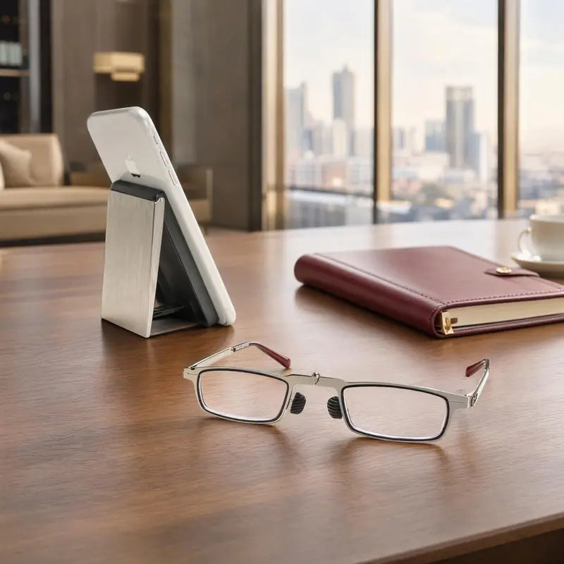🕶️ 2‑in‑1 Folding Reading Glasses | Case Attaches to Phone as Stand, Easy‑Carry Anti‑Loss Presbyopia Eyeglasses ✨