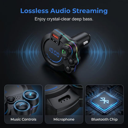 Bluetooth 5.3 Car FM Transmitter & Dual Port Fast Charger