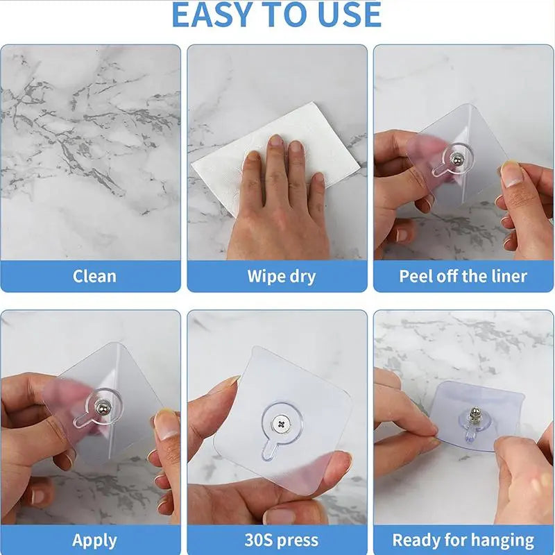 🖼️ 20PCS Acrylic Photo Hooks - Stainless Steel & Ceramic Self-Adhesive