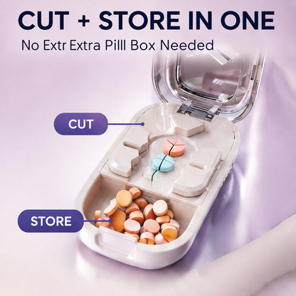 💊Portable Pill Cutter/Splitter & Storage Case (Cuts into 1/2, 1/3, or 1/4 portions)