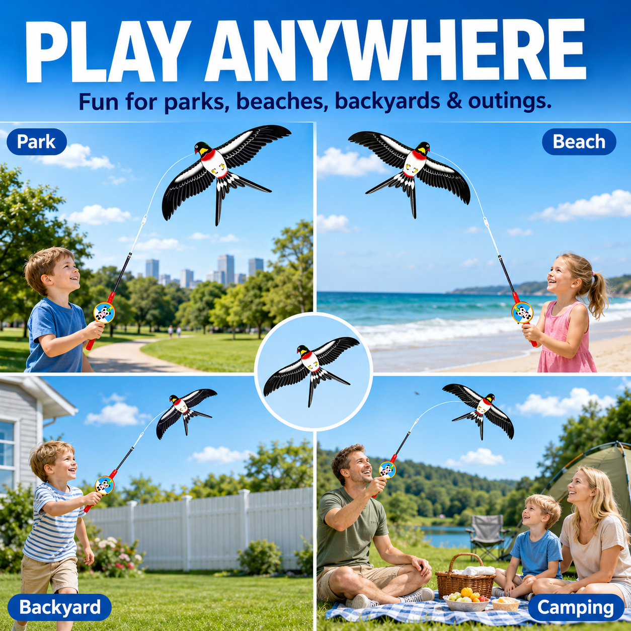 🦅 Flyaway Bird  Interactive Telescopic Micro-Kite Toy for Kids