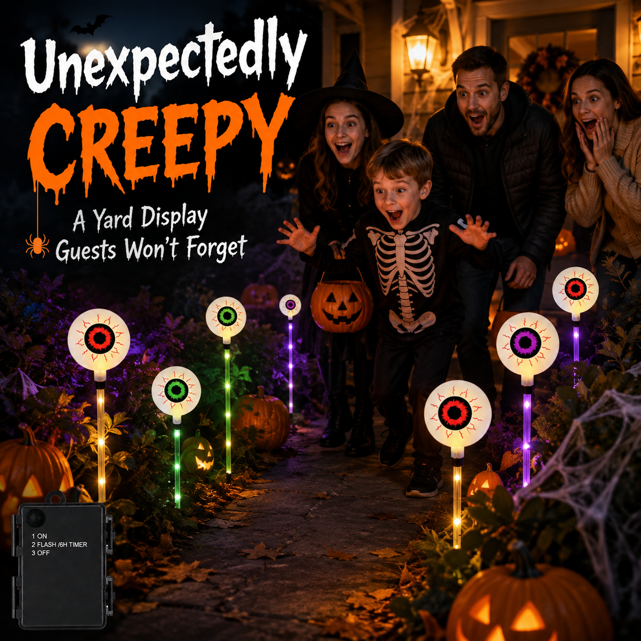 🎃Solar-Powered Halloween Eyeball Yard Lights – 6-Piece Glowing Stake Set 🎃